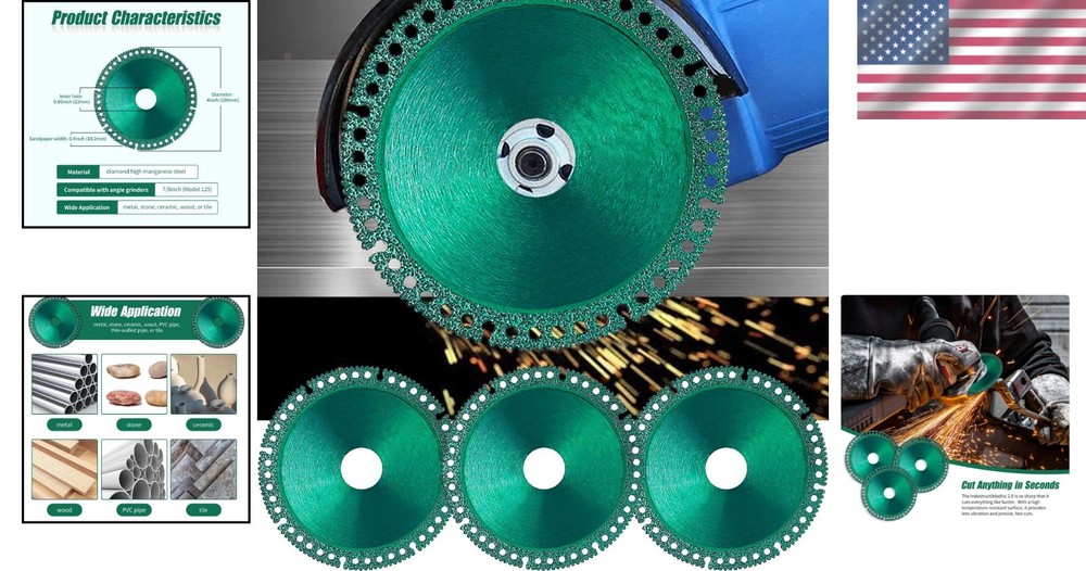 Indestructible 4" Cutting Disc Set for Smooth, Fast Angle Grinder Cuts - 3 Pack