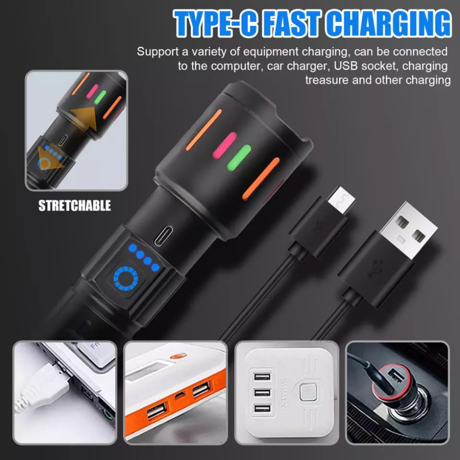 350000000 Lumen Super Bright LED Tactical Flashlight Rechargeable Work Light**