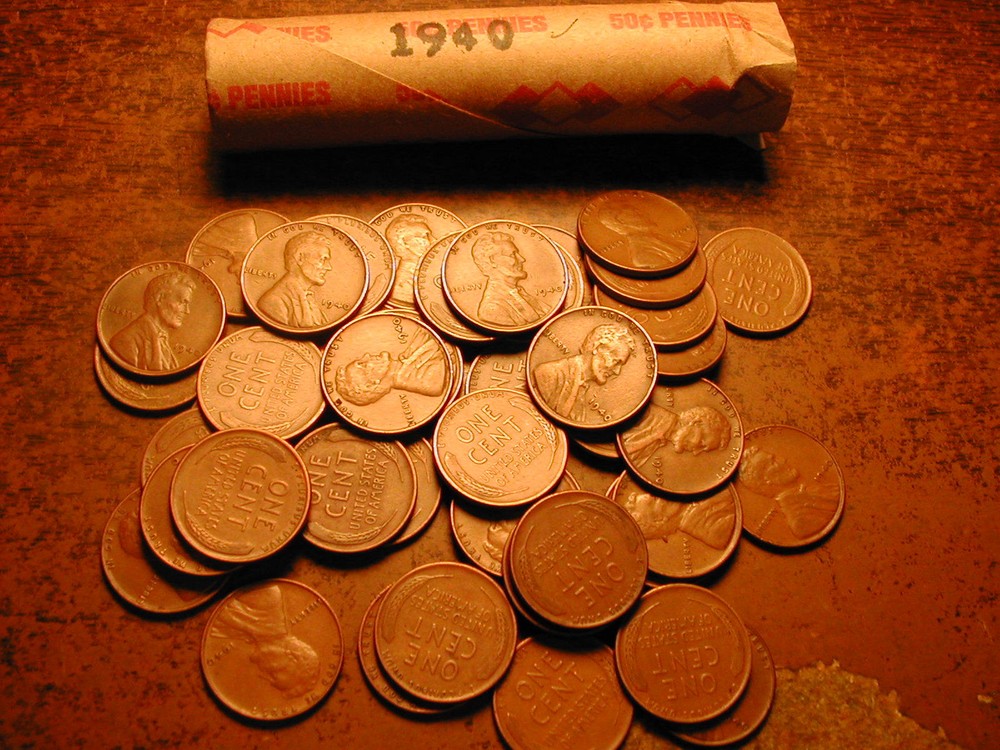 1940 LINCOLN WHEAT CENT PENNY ROLL, nice condition