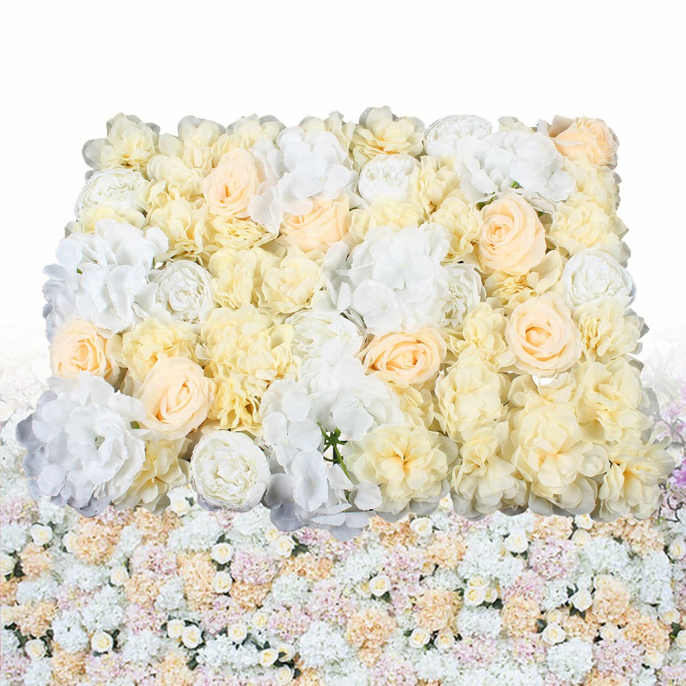 12Pcs Artificial Flower Wall Panel Rose Hydrangea Wedding Party Venue Decor