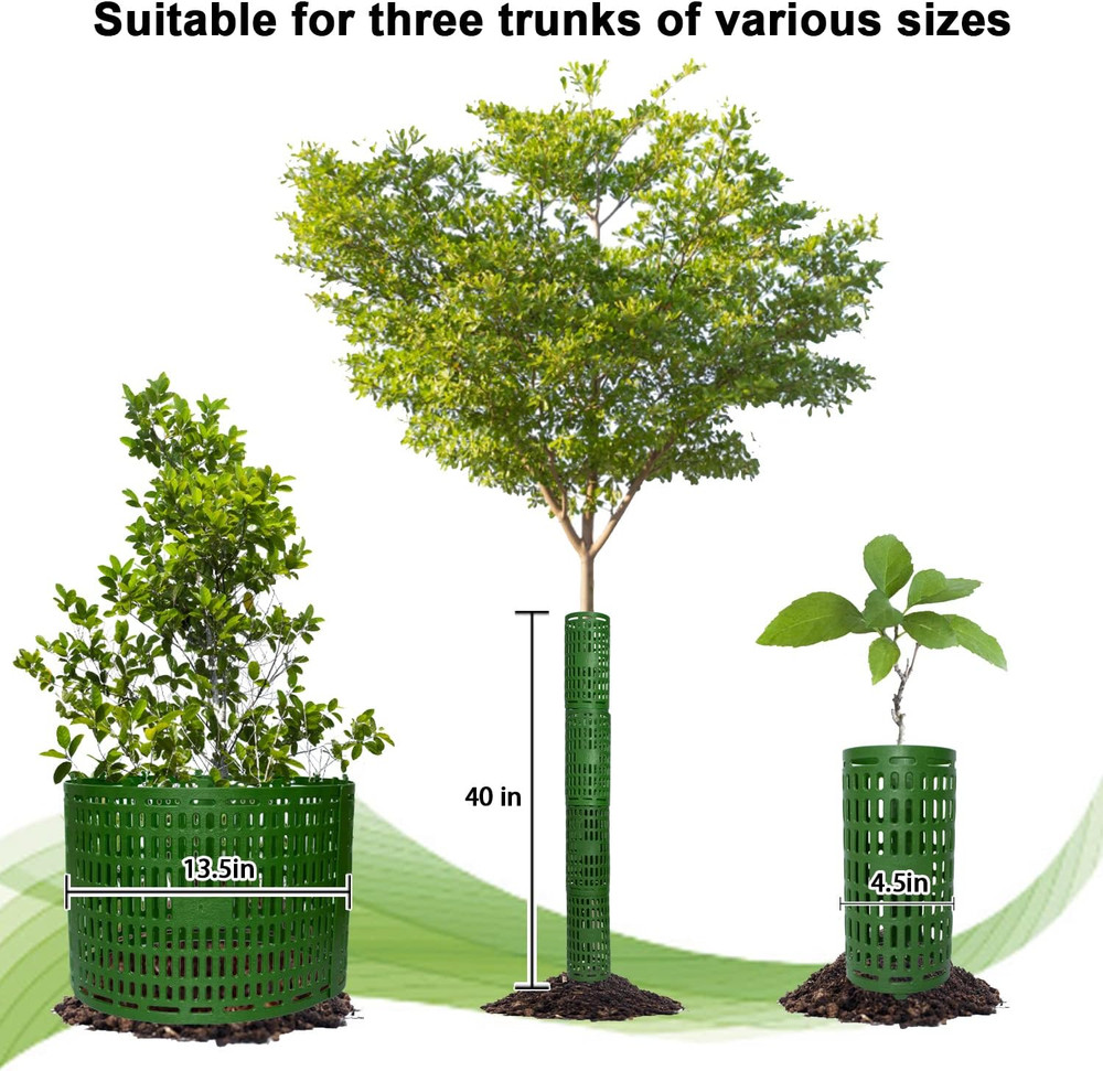 4 Pack Tree Trunk Protectors 15" X 10" Expandable Weather-Proof Mesh Tree Bark P