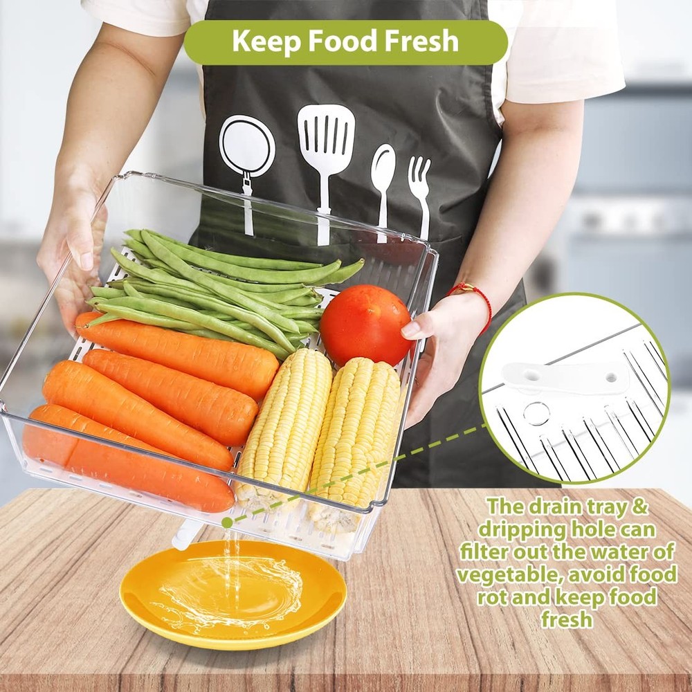 10 Pack Refrigerator Pantry Organizer Bins, Stackable 10-PACK, Transparent