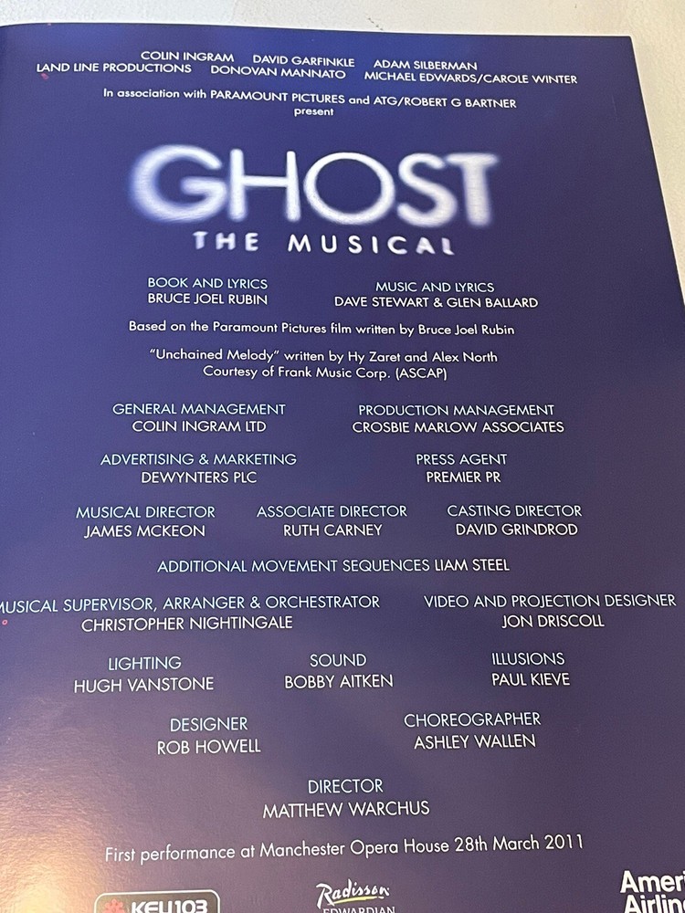 GHOST The Musical - World Premier Programme (Manchester 2011)