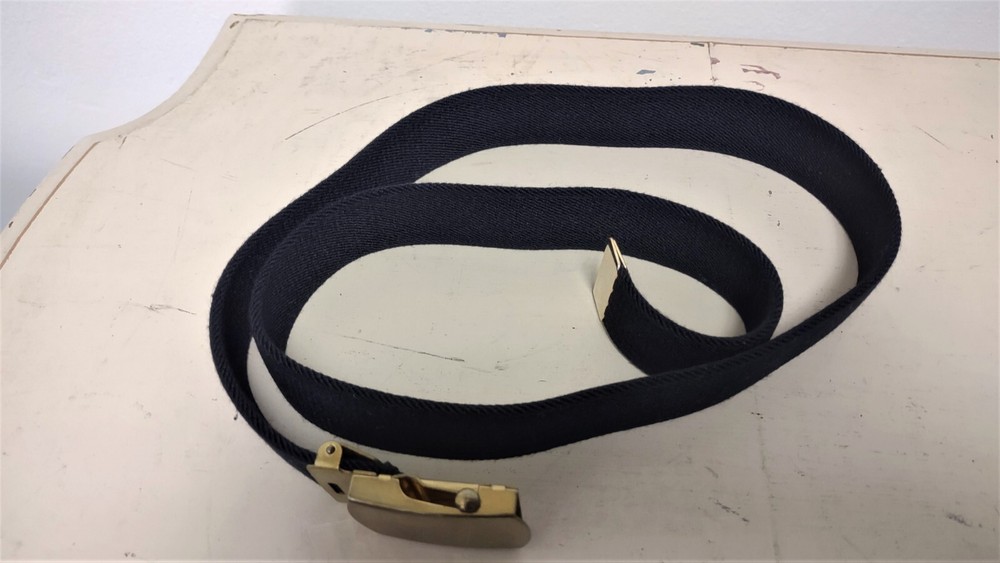 Army Belt: Black Elastic With Brass Buckle & Tip - Marked U.S.C.E.