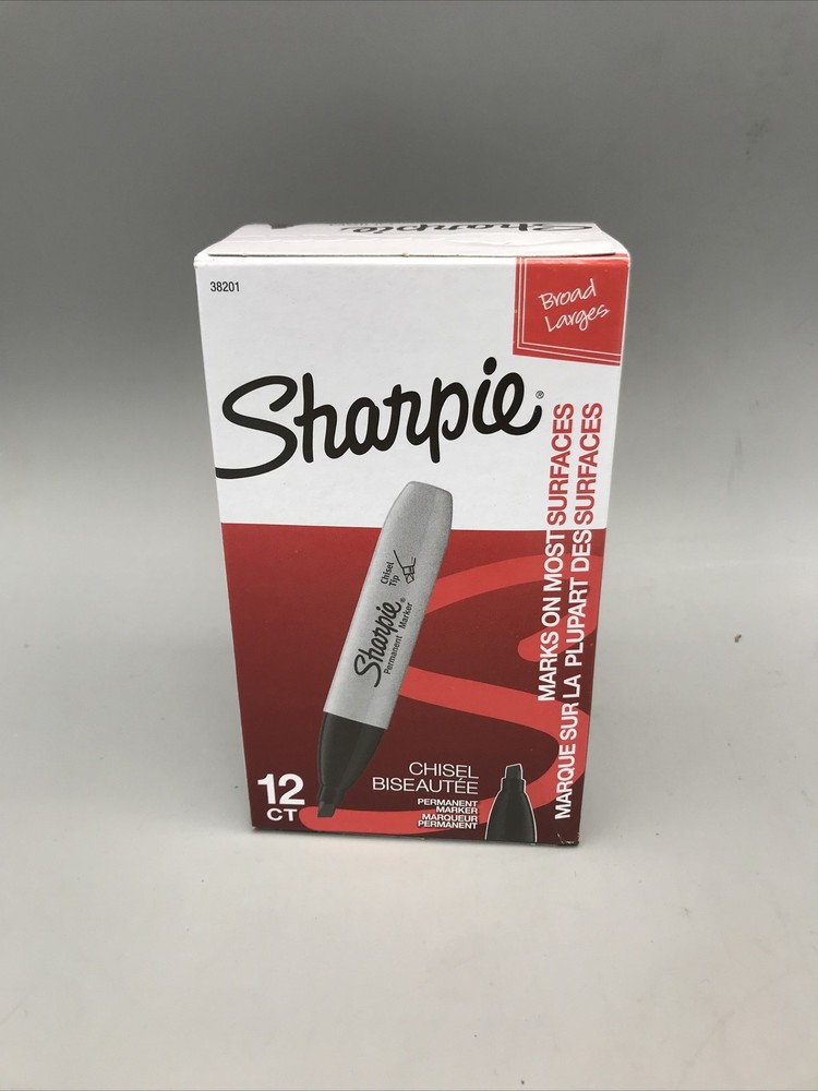 SHARPIE Permanent Markers, Chisel Tip, Black, 12 Count Brand New
