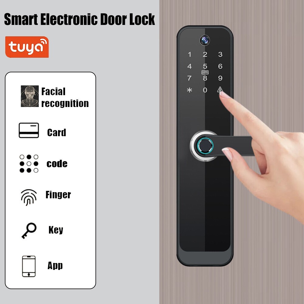1PCS Face Recognition Tuya Wifi Smart Door Lock Visual Intercom Fingerprint