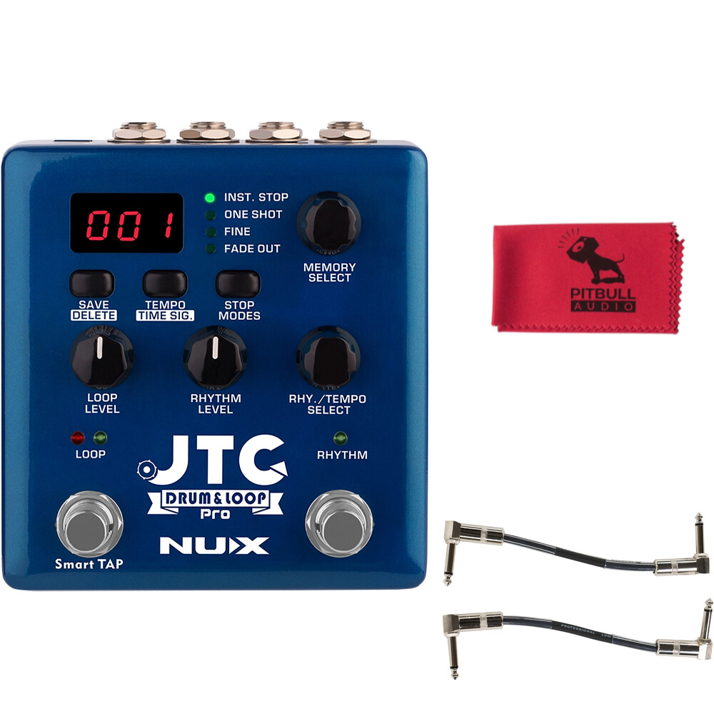 NuX Effects JTC Drum & Loop PRO Guitar Looper Pedal w/ Patch Cables & Cloth