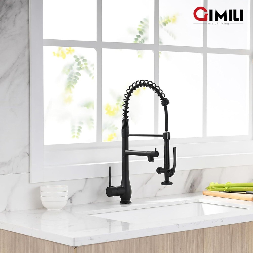 Matte Black Kitchen Faucet with Pull Down Sprayer Single Handle High Pressure