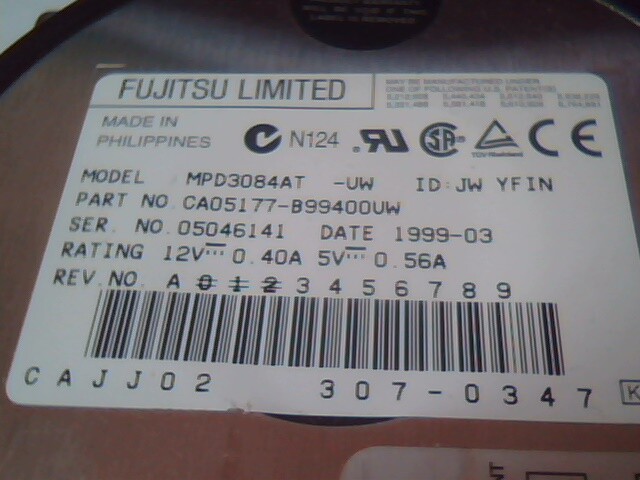 Hard Drive IDE Disk Fujitsu MPD3084AT CA05177-B99400VW