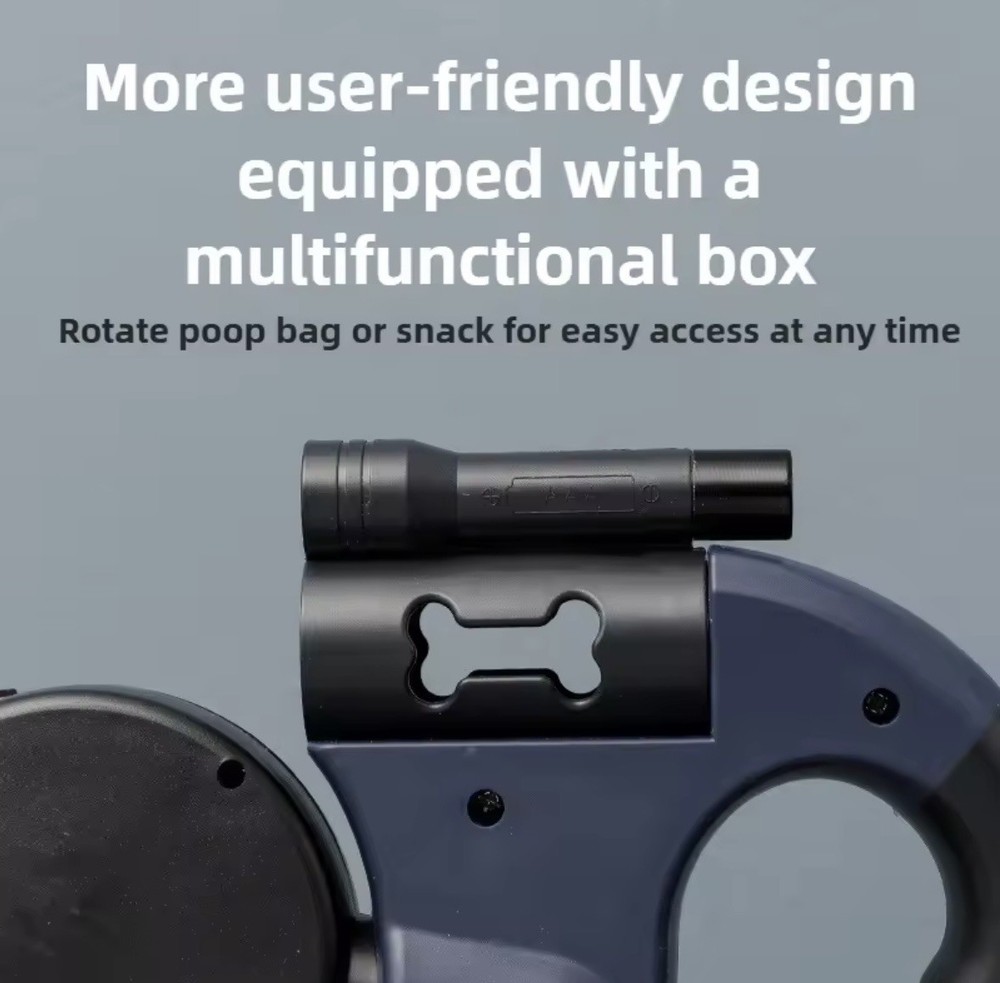 Automatic Retractable Two-End Leash With Flashlight Two Easy To Walk Your Dog