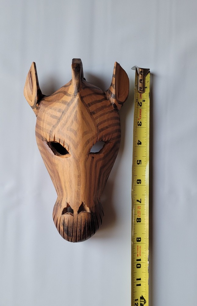 Hand Carved Wall Hanging Mask Wooden Zebra