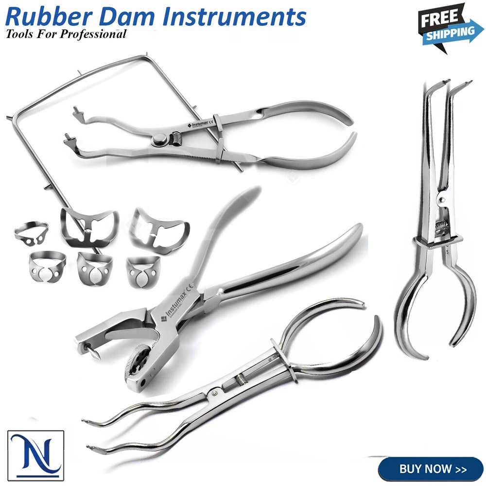 Rubber Dam Kit Ainsworth Pliers Brewer Clamp Ivory Forceps Endodontic Frame