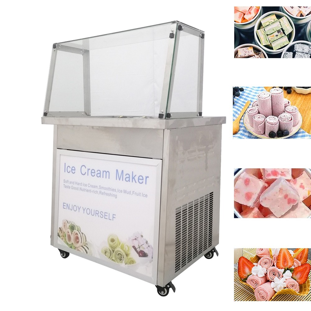 110V Commercial Thick Cut Fried Yogurt Machine Fried Ice Cream Roll Maker