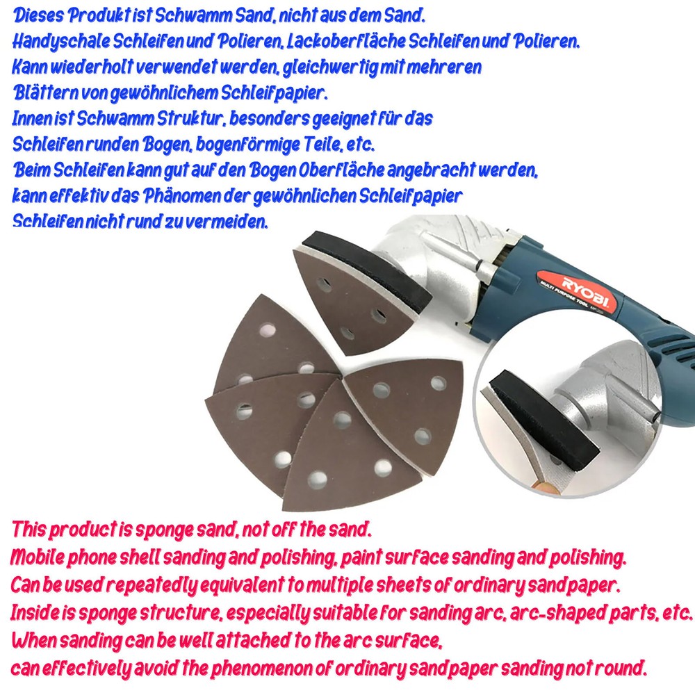 Mouse Sanding Sheets Mouse Palm Sander Sandpaper 3 Hole Triangle Sandpaper 80mm