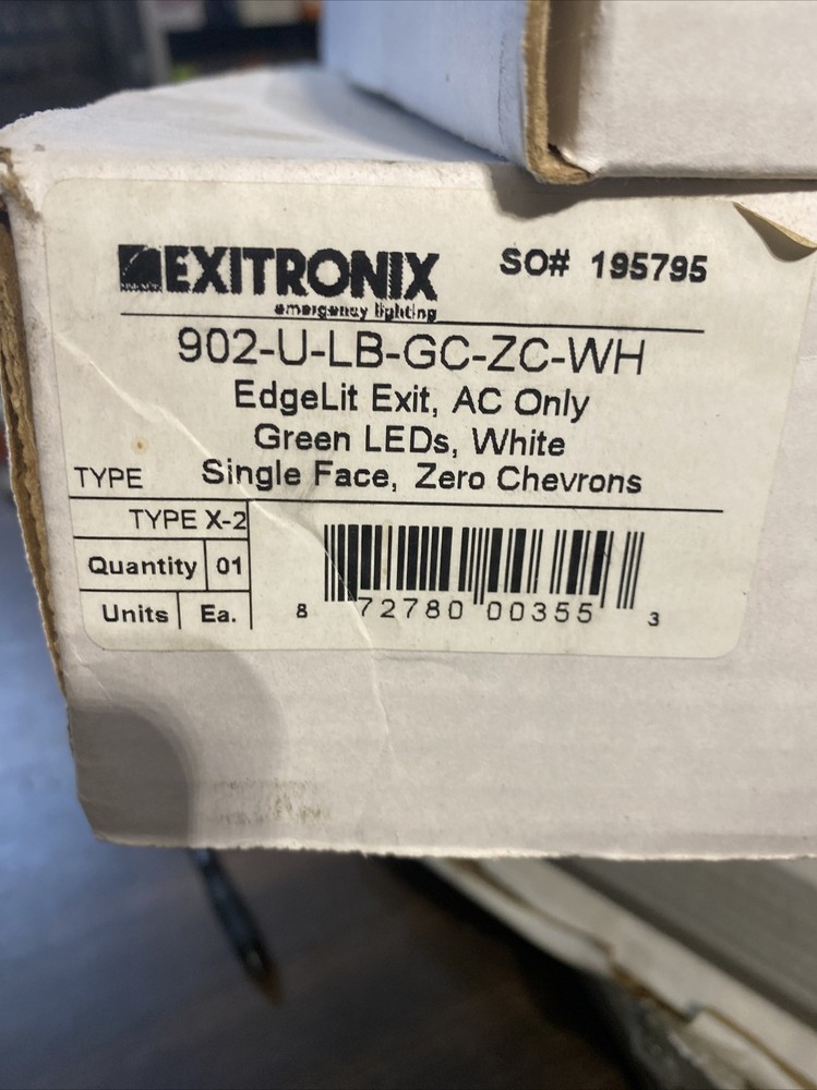 Exitronix 902-U-LB-GC-ZC-WH LED Edge Lit Exit Sign Green