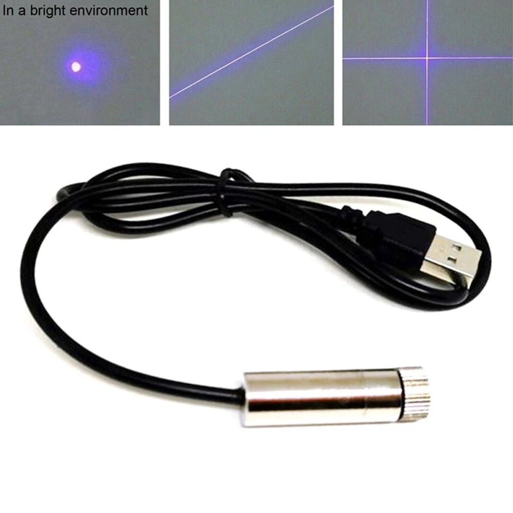 Focusable 405nm 20mW Dot/Line/Cross Laser Diode Module Violet/Blue with USB