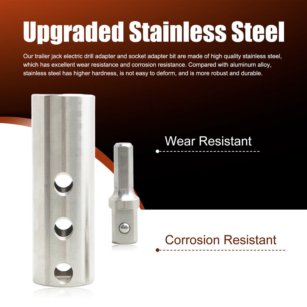 Trailer Jack Power Drill Adapter W/1/2 Inch Socket Bit for 1 In Jack Drive Shaft