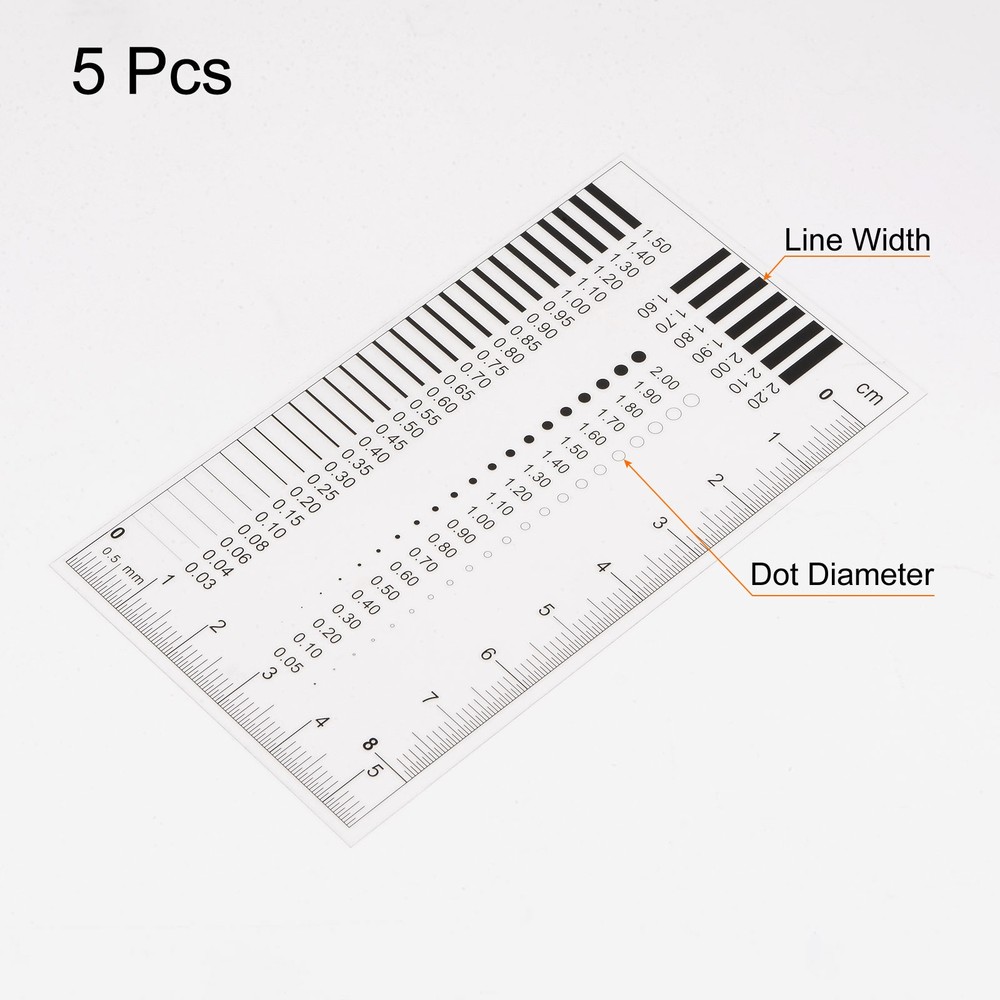5pcs Transparency SEC Size Estimation Chart 8x5.5cm 0.2mm Diameter Line