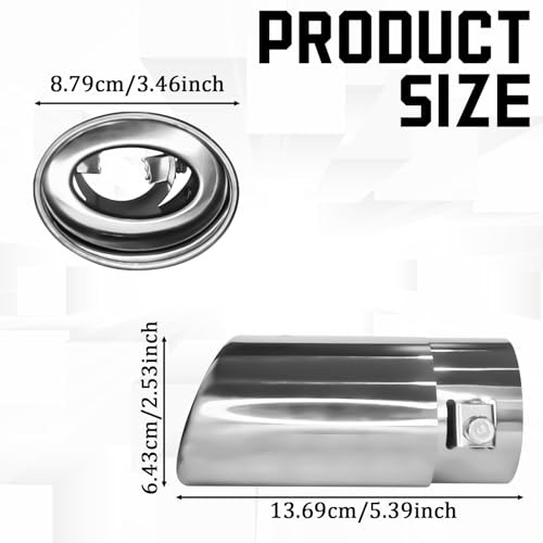 2.5"-3.3" Chrome Exhaust Tips Muffler Tips, Adjustable Straight Pipe Silver