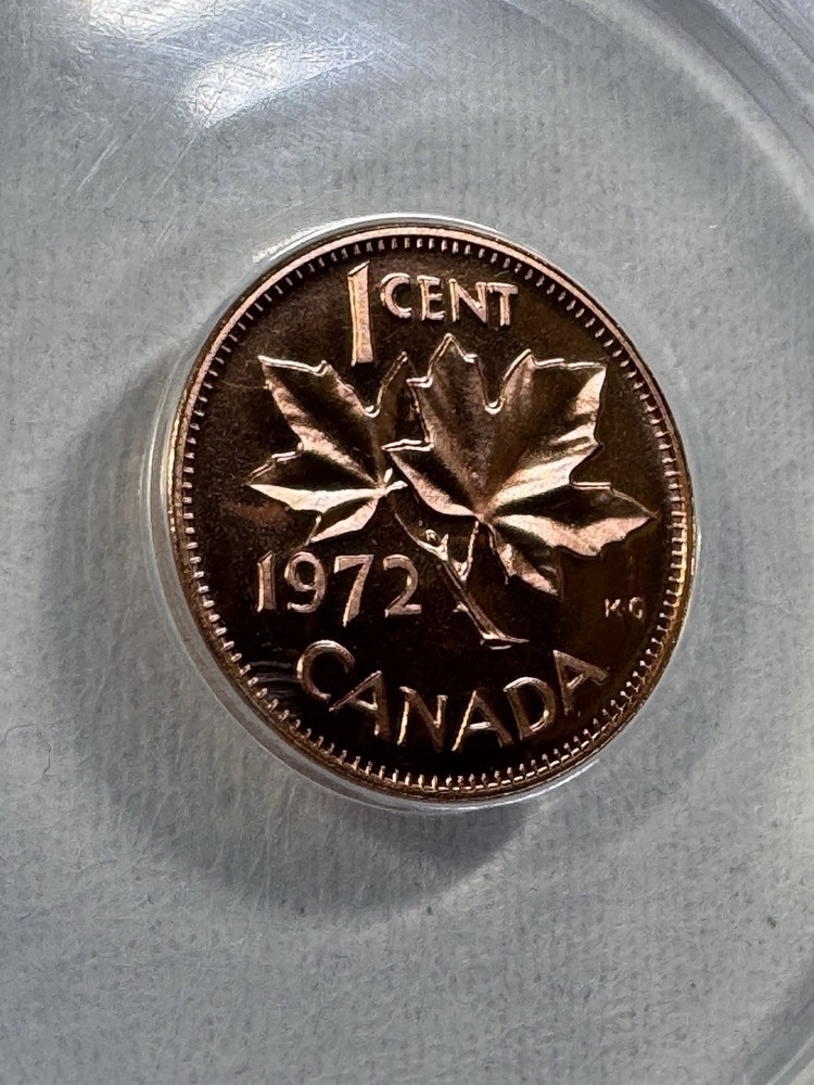 1972 Canada 1 Cent Proof Like Graded MS 66 RD by ANACS