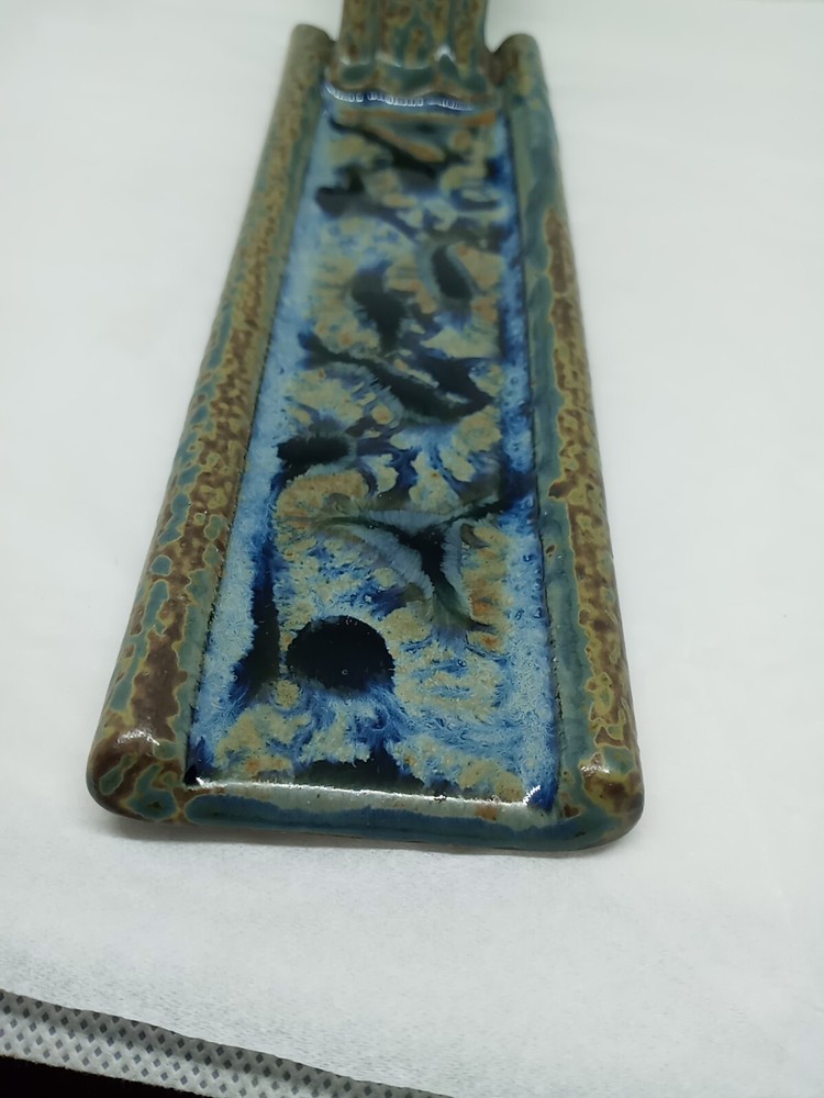 Vtg. Glazed Ceramic Incense Holder . Signed Ray