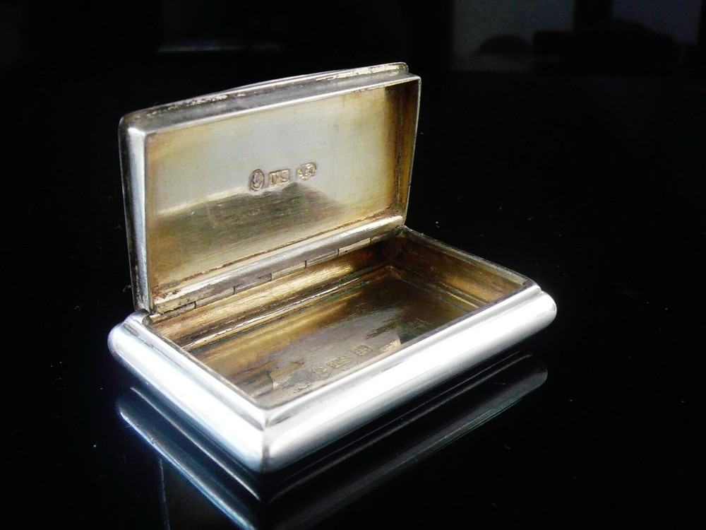 Sterling Silver Snuff Box, Antique Birmingham 1835, Maker TS