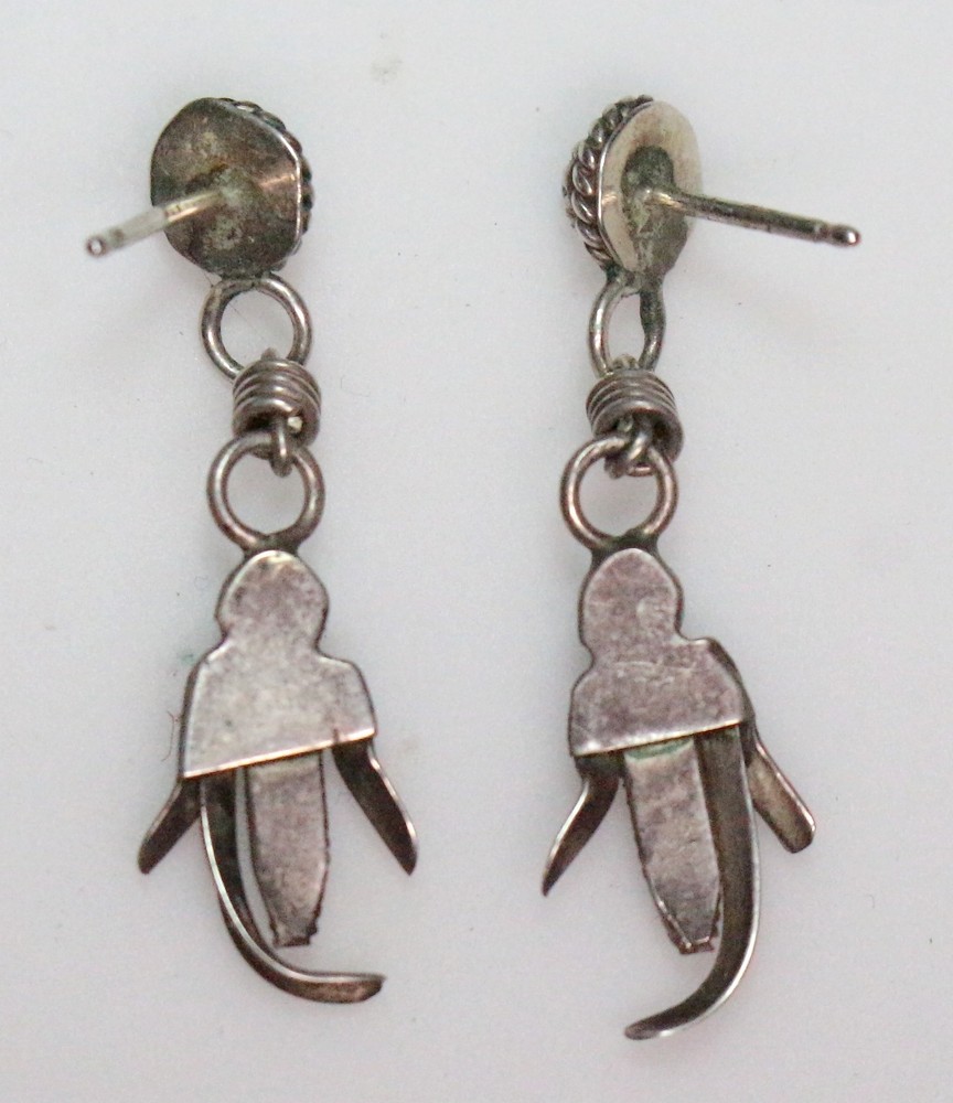 Southwestern Cornstock Sterling Turquoise Dangle Earrings