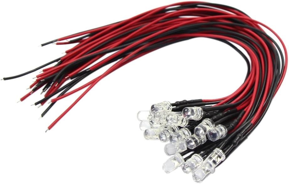 20pcs Pre-Wired 5mm Warm White LED Lights for Model Train Layouts & Projects