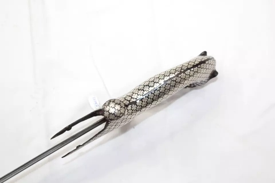 Sword Damascus Blade Silver Koftgari Wire Work Tiger Face Handle Sheath W 171