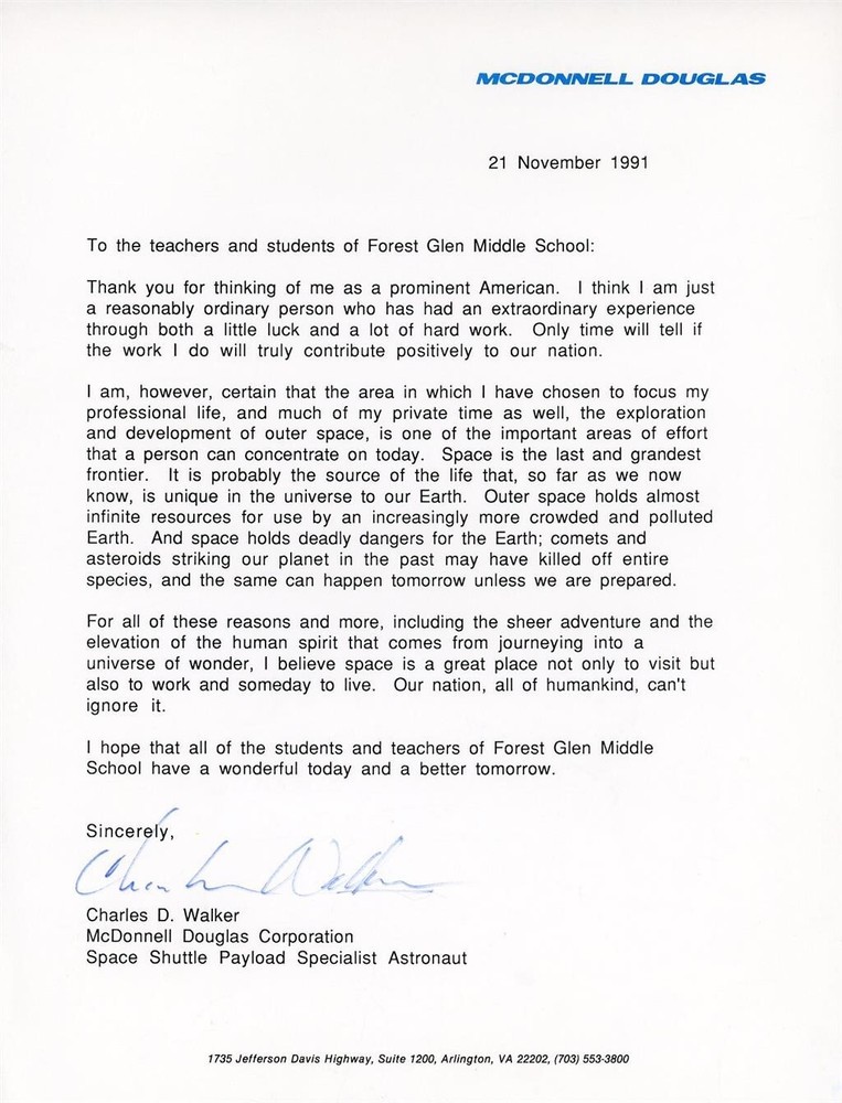 Charles D. Walker - TLS from 1991 (Astronaut)