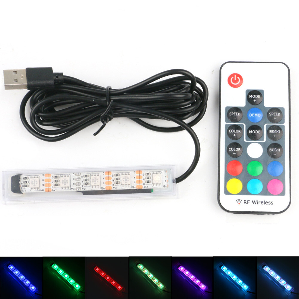 1X Small LED Fish Tank Light with Remote Control Aquarium Multicolor Light Cable