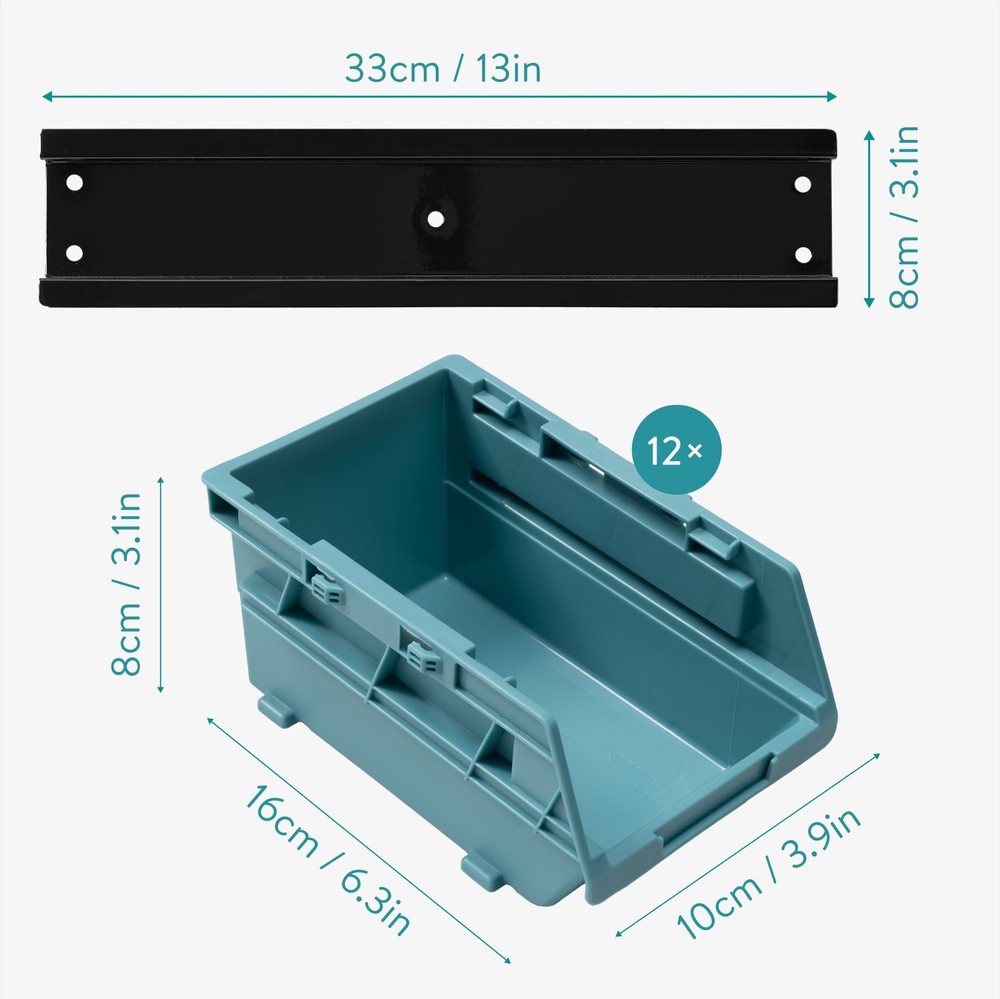 Storage Bins - Interlocking Plastic Van Boxes - Wall Mounted Compartments for...