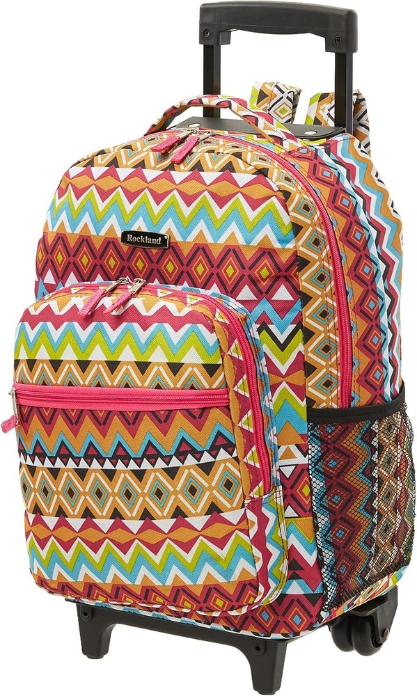 Double Handle Rolling Backpack Black Dot 17
