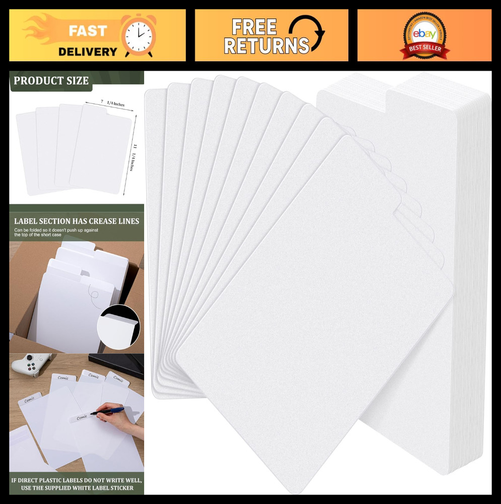100 Comic Book Dividers with Tabs - Frosted Plastic Separators for Storage Boxes