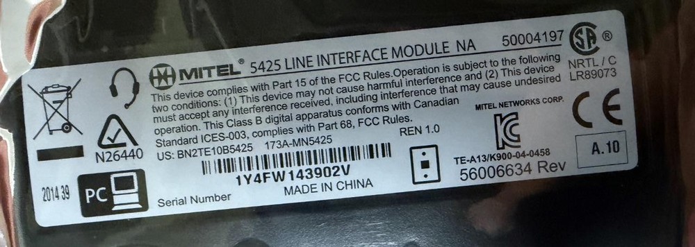 Mitel 50004197 5425 Line Interface Module