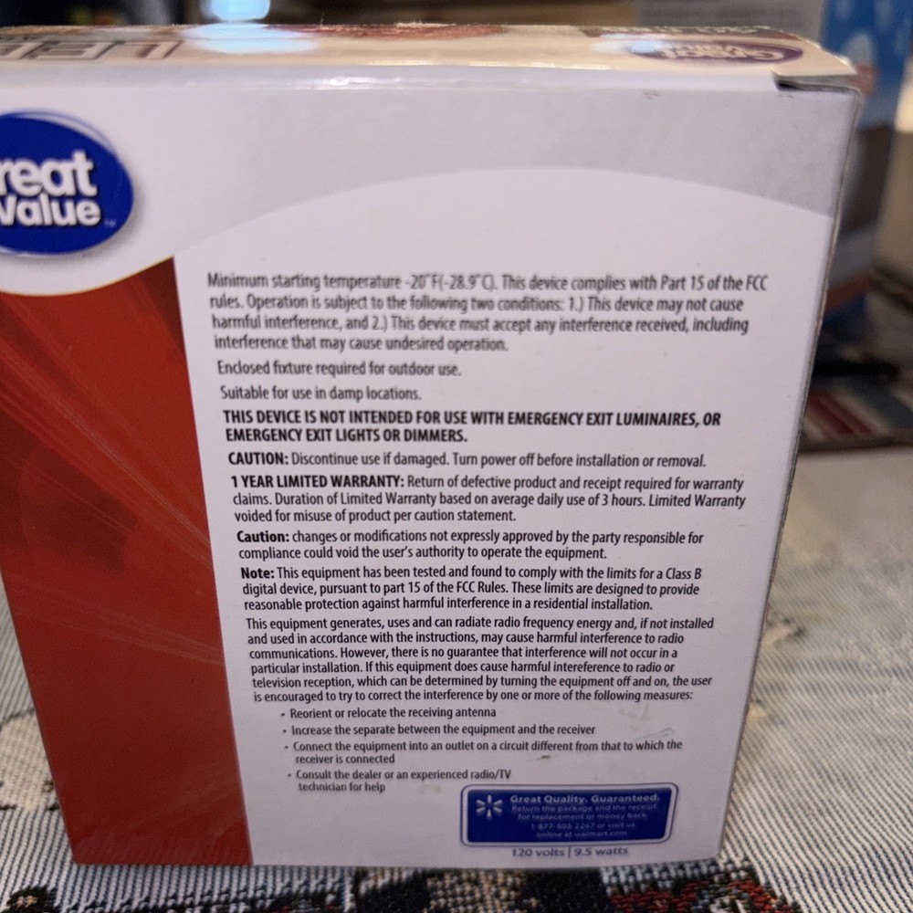 Great Value Led 1 White LED And 1 Red Light Medium Base A-19 2 Bulb Pack Listed