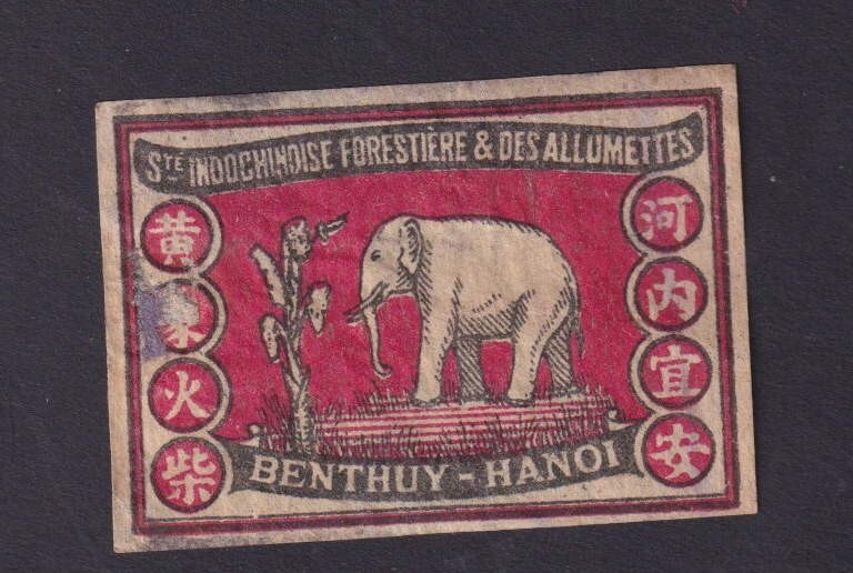 Old     Matchbox  label   Indochina  BN210271 Elephant