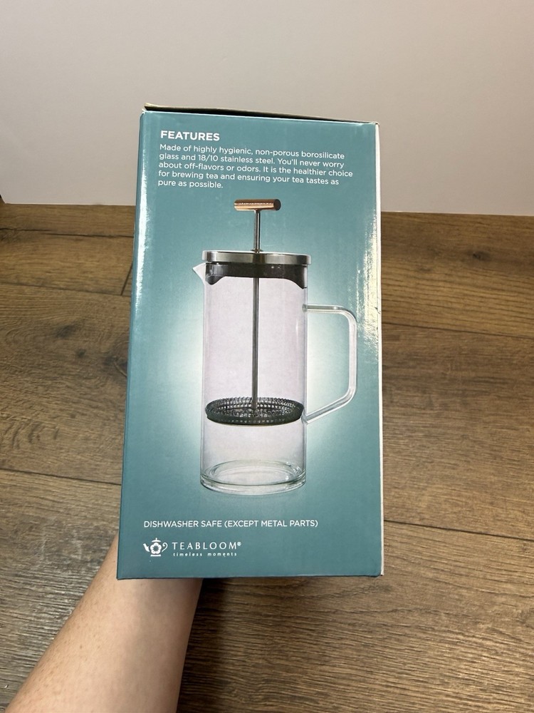TEABLOOM PEKOE Press with Copper Pull Handle and Stainless Steel Filter