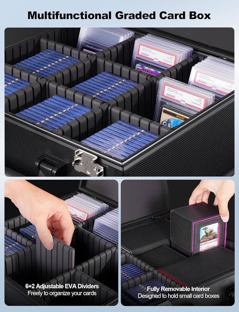 Graded Card Case with TSA Lock & Display Window, Aluminum Storage for PSA