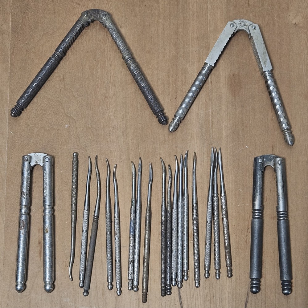 1909 HMQ Stainless Nutcracker And Pick Lot With Extras