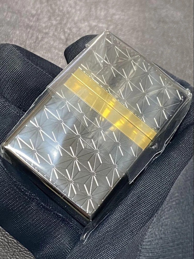 Zippo Asanoha Gold Black Etching Double Sided Processing Lighter Regular Japan