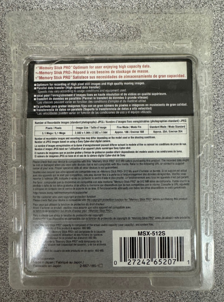 SONY 512MB Memory Stick Pro MSX-512S