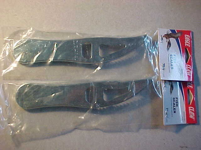 2 NEW EAGLE CLAW TRIANGULAR METAL FISH SCALERS SERRATED EDGE TEETH  POINTED