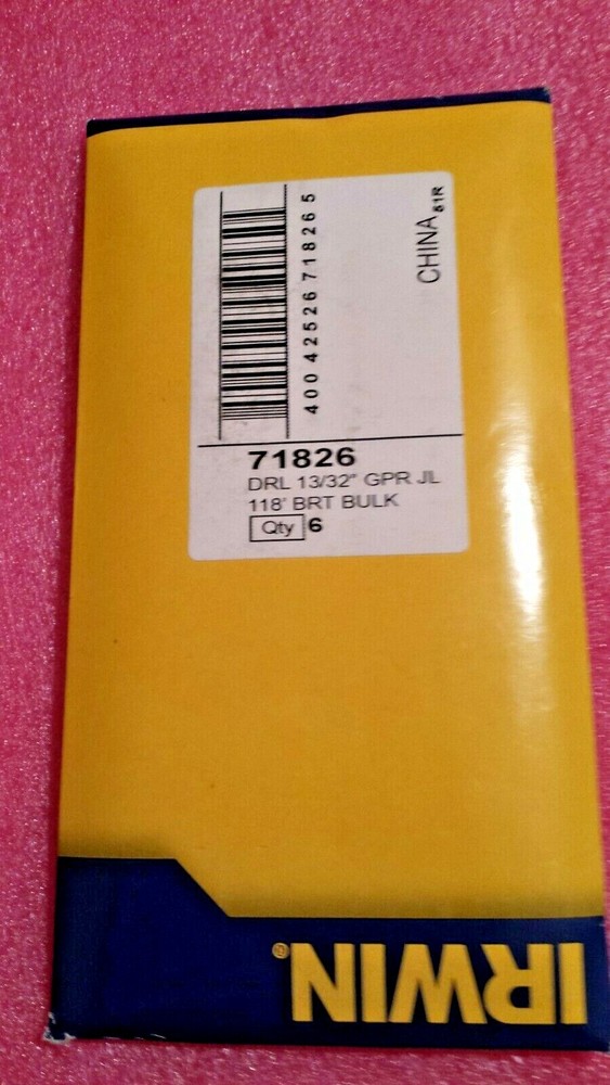 Irwin 71826,13/32 Reduced Shank Hss Bit, (6 Pack)