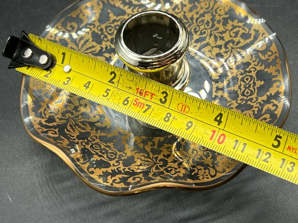 VINTAGE GOLD GILT PATTERN SILVER PLATE CANDLESTICK
