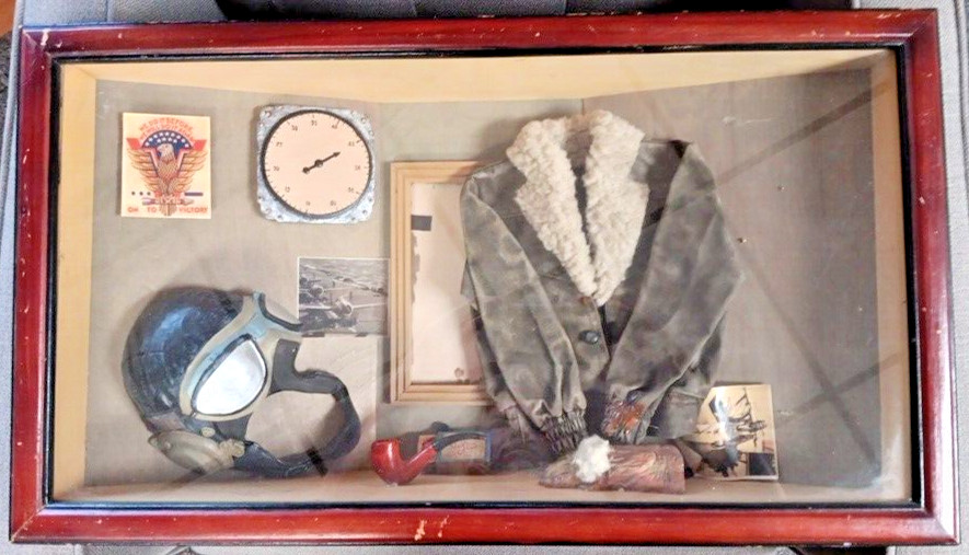 Vintage WWII Fighter Pilot themed shadow box