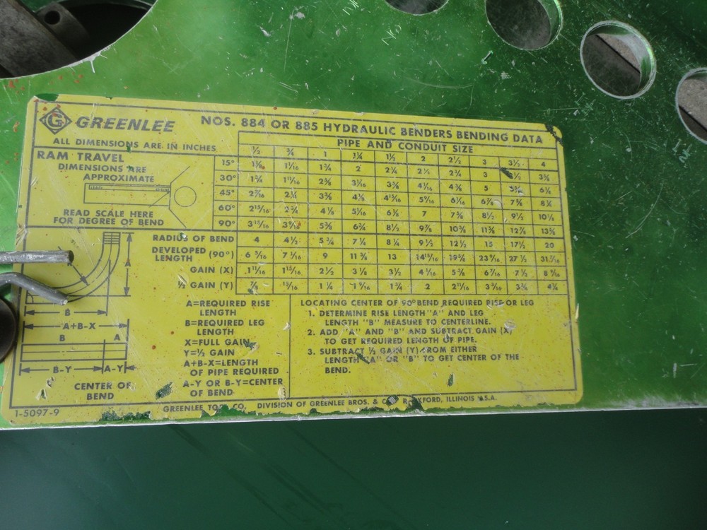 Pre-Owned "Complete" GREENLEE #884 Bender including Hydraulic Pump
