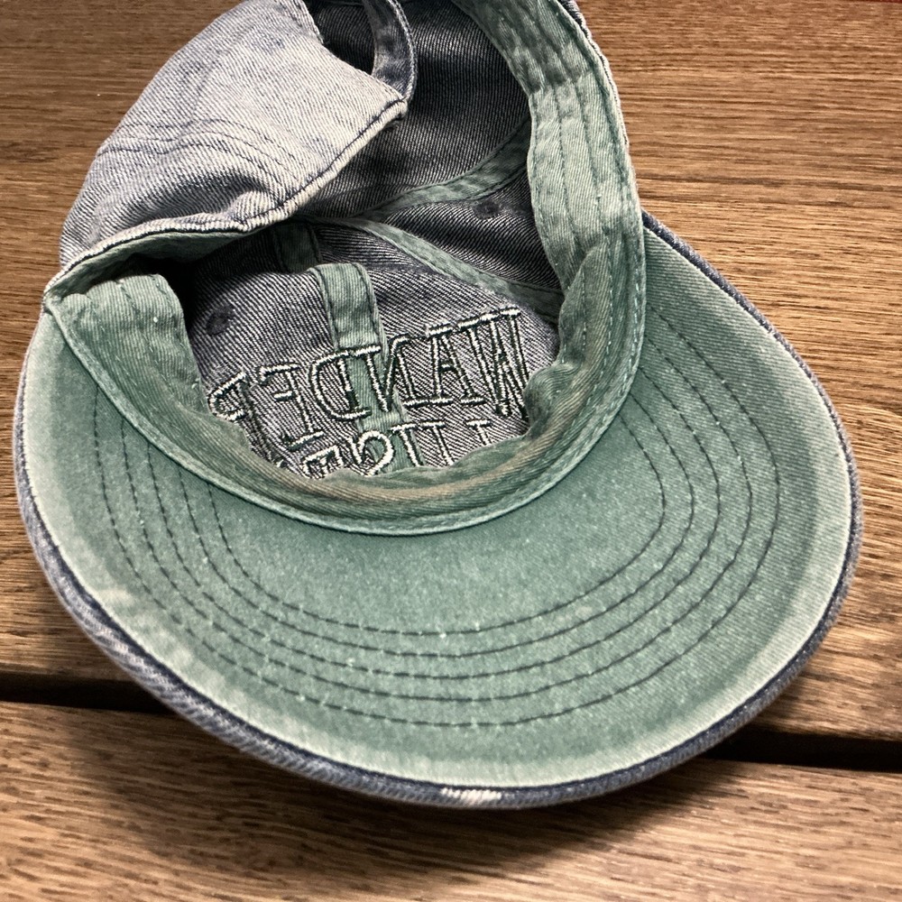 Wander Lust Hat Cap Strap Back Womens Blue Denim Adjustable