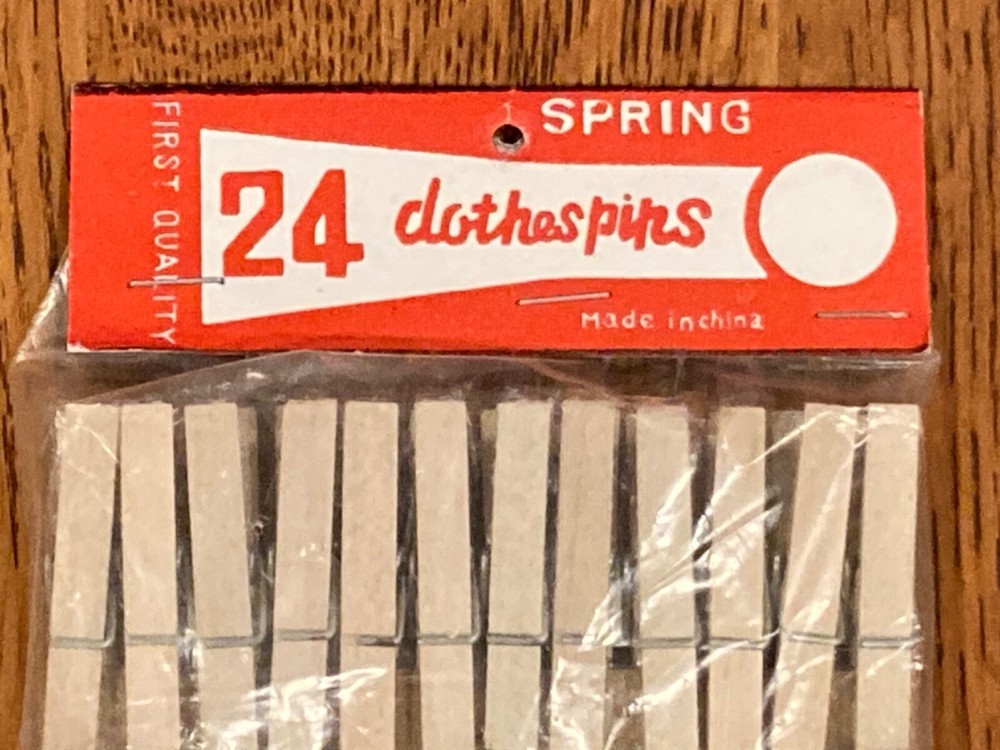 Vintage Mini Spring Wood Clothespins (24 pcs) First Quality