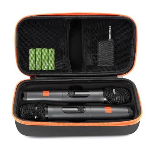 Wireless Microphone Case, Portable Handheld Dual Mic Hook and Loop Fastener